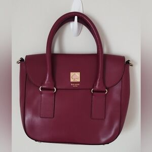 Kate Spade "FLO" New Bond Street Burgundy Leather Satchel Bag.